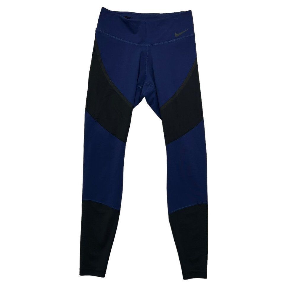 Nike Dri-Fit Leggings Women's Size Small Blue Black Athletic‎ Training Running